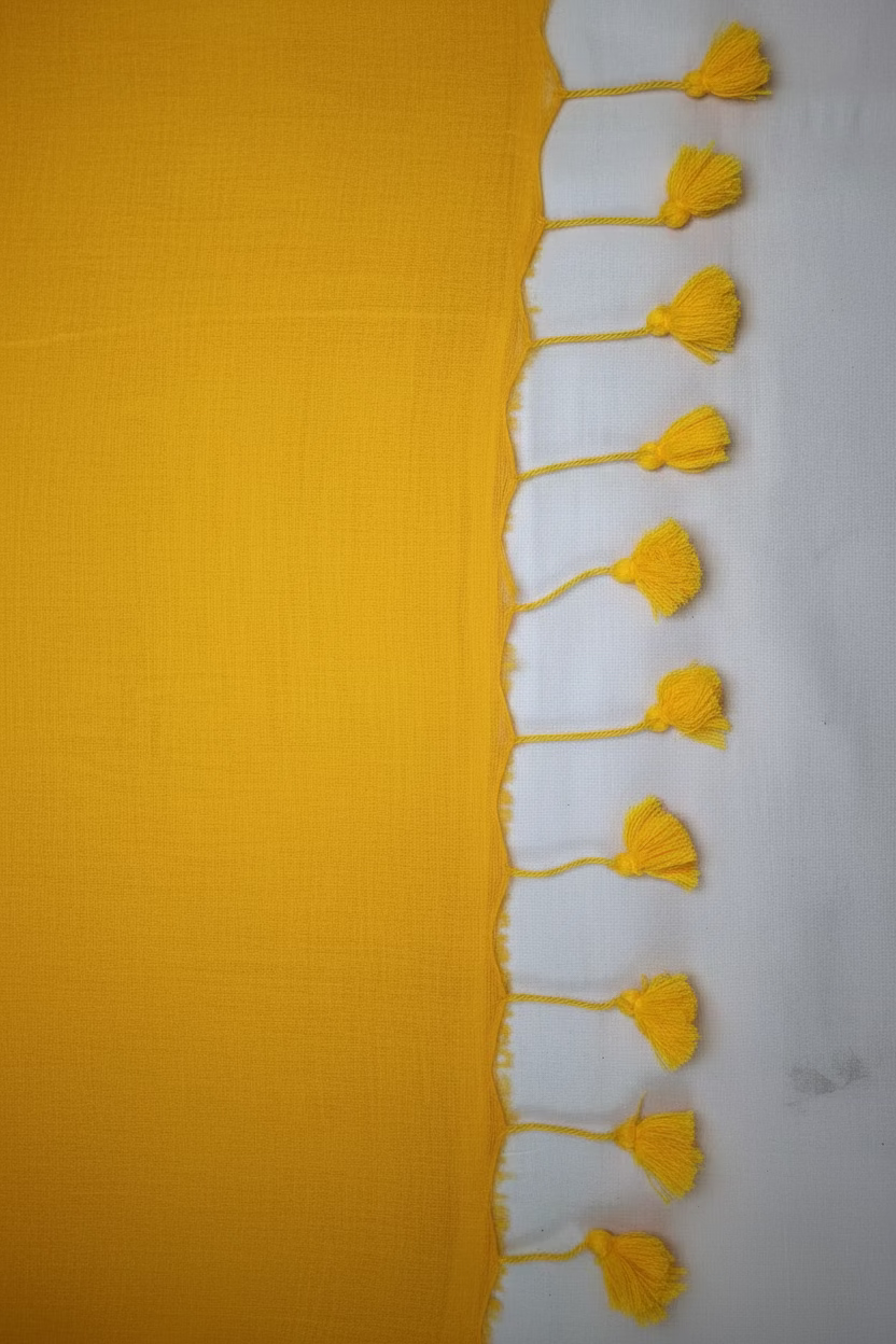 Yellow pallu of a saree