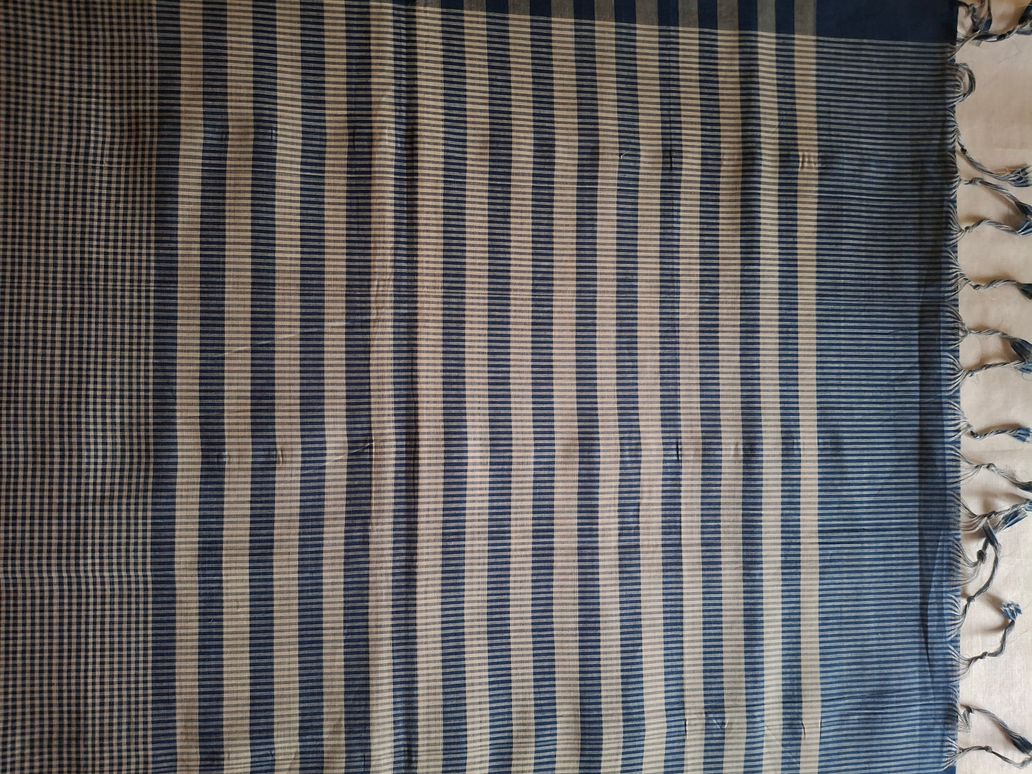 Indigo White Stripes Mangalagiri Cotton