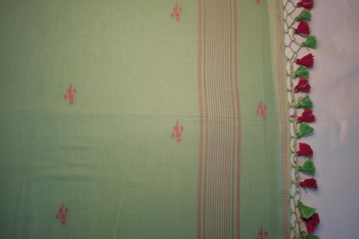 Green Jamdani Mul Cotton 100