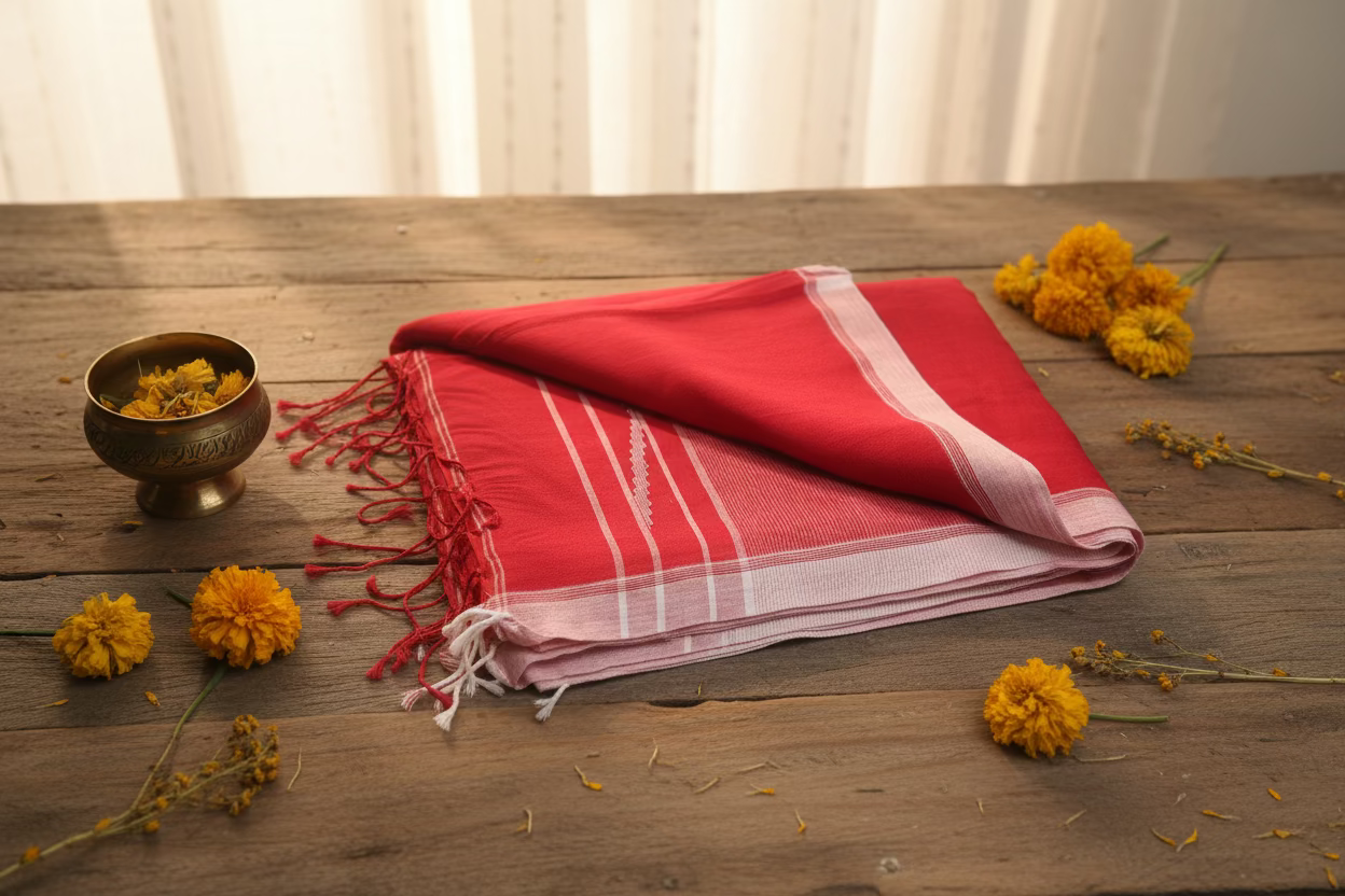 Red Jamdani Cotton 100