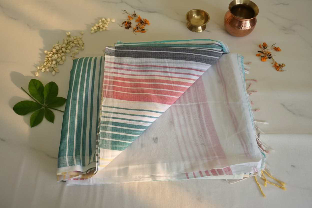 Colourful stripes Jamdani Cotton 100