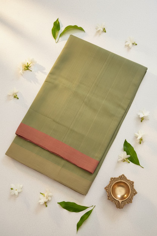 Green with contrast pallu and blouse Mangalagiri Cotton