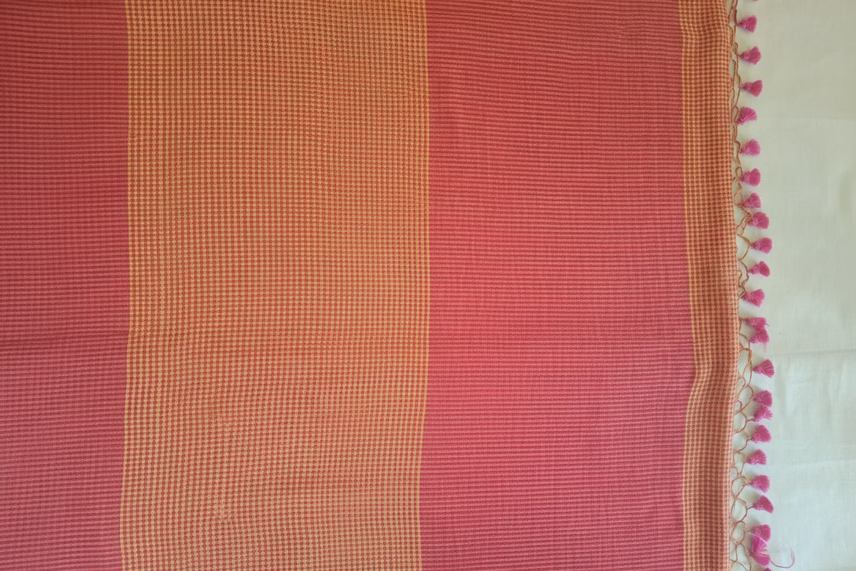 Pink Orange checks Mul Cotton 120