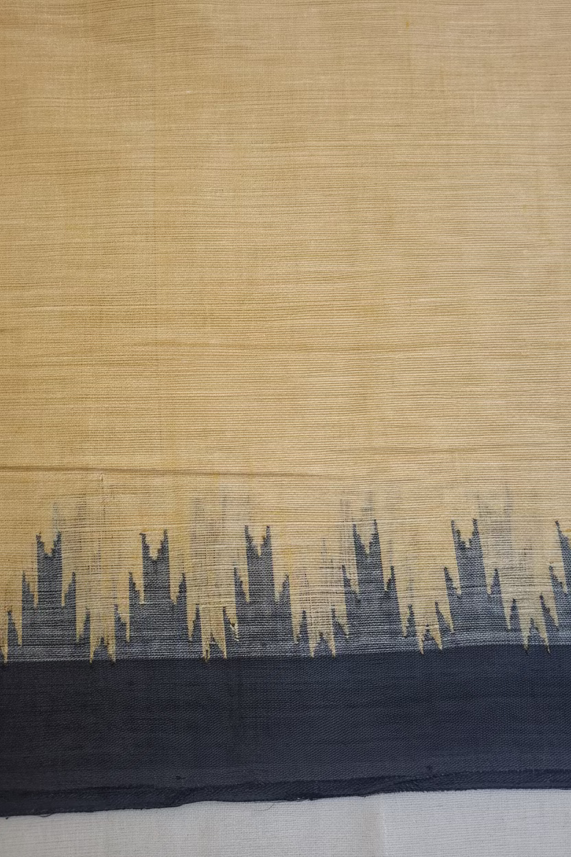 Mustard Yellow with Black border Ponduru Cotton