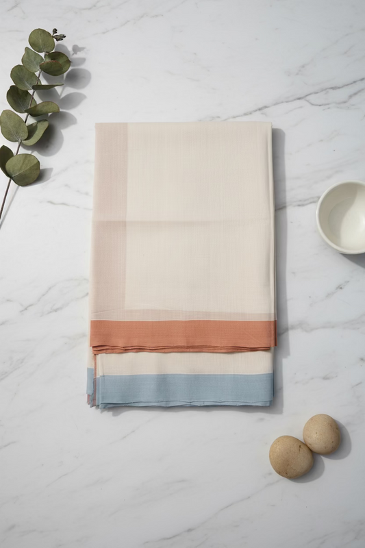 White with dual border Mangalagiri Cotton