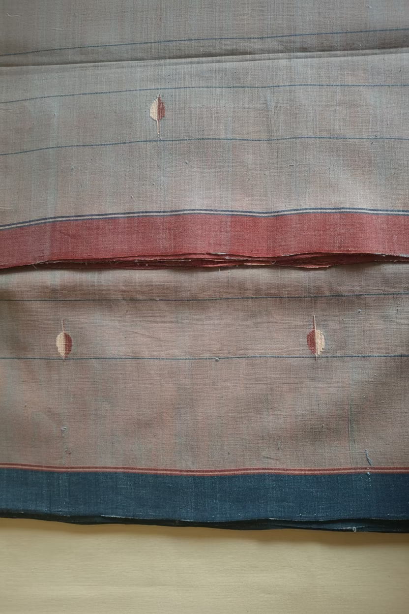 Lavender blue Jamdani with dual border Ponduru Cotton