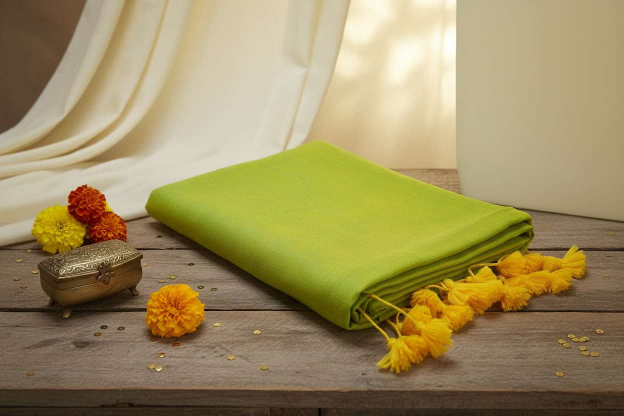 Parrot Green Plain Mul Cotton