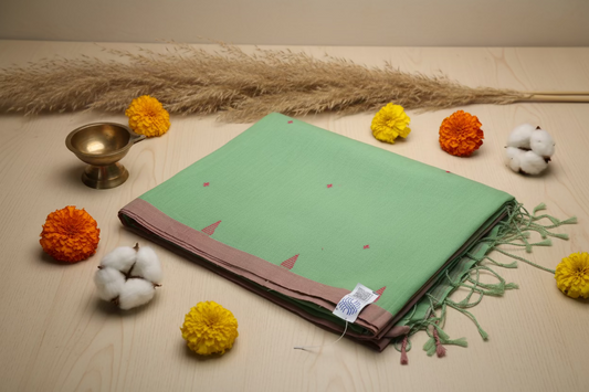 Green Peach Jamdani Cotton 100
