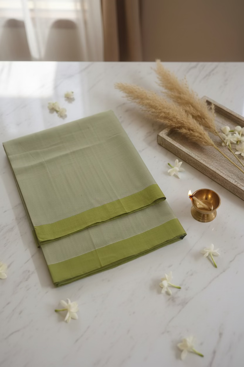 Olive Green Mangalagiri Cotton