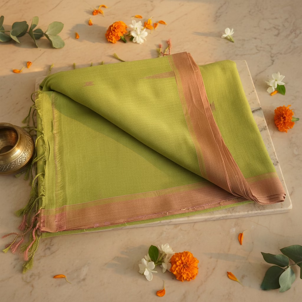 Light green Jamdani Cotton 100